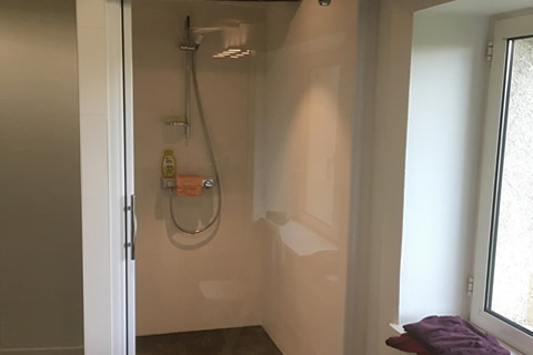 douche porte pivotante